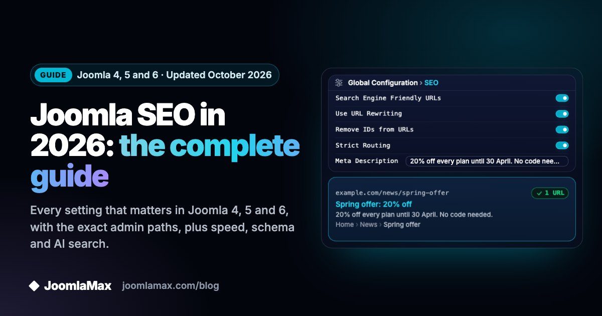 Joomla SEO in 2026: the complete guide for Joomla 4, 5 and 6